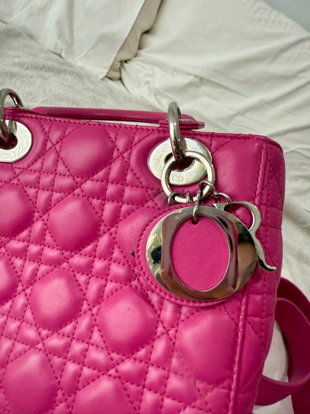 Lady Dior Cannage Bag – Hot Pink Lambskin, Silver Hardware - Picture 14 of 15